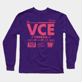 Vintage Venice VCE Airport Code Travel Day Retro Travel Tag Italy Long Sleeve T-Shirt